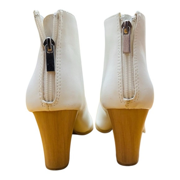 Qupid White Ankle Boots with Tan Heel - Picture 4 of 6